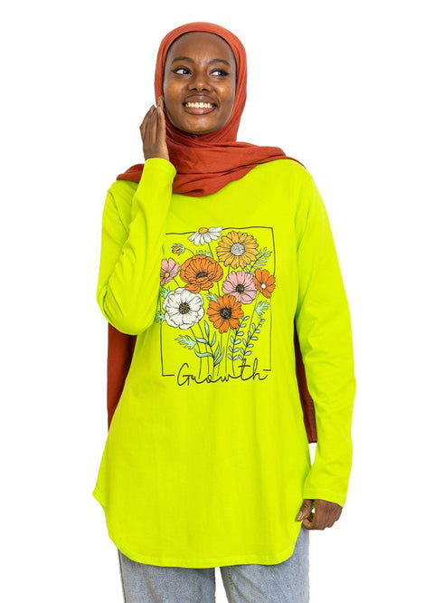 Lime Punch Printed Long - Sleeve Design 16 - Khotwh